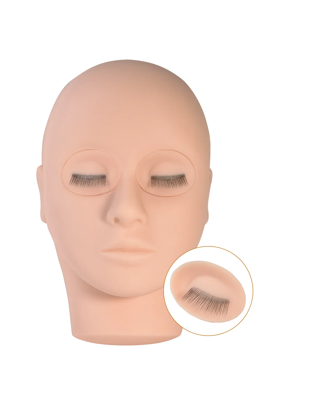 LashPlus 3-layer silicone lash training head, front view